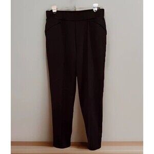 Athleta Seamed Straight Leg Pants Womens M Black Zip Pocket Stretch Corp Basic
